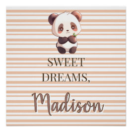 Pôster Panda Fofo Personalizado Sonhos Doces