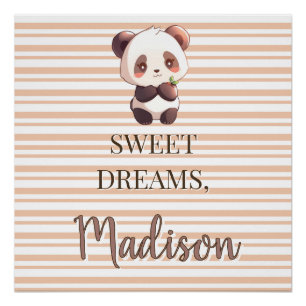 Pôster Panda Fofo Personalizado Sonhos Doces