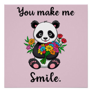 Pôster Panda Fofo Você Me Faz Sorrir