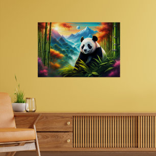 Poster Panda gigante na floresta de Bamboo na montanha