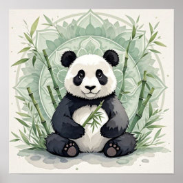 Poster Panda gordinho sentado em uma pose de lótus