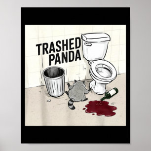 Poster Panda Guaxinim Engraçado Embriagado 