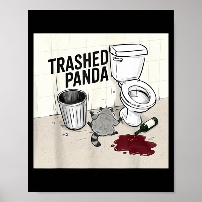 Poster Panda Guaxinim Engraçado Embriagado  (Frente)