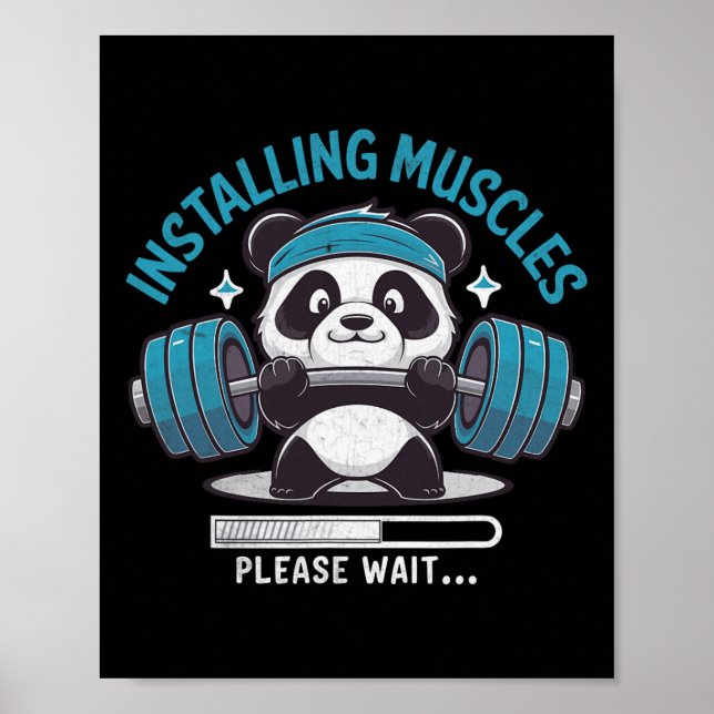 Poster Panda Instalando Músculos Por Favor Aguarde O Elev (Frente)
