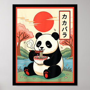 Poster Panda Kawaii Comendo Ramen Anime Macarrão Japonês 