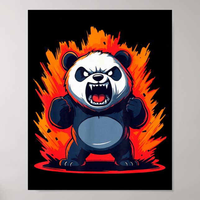 Poster Panda Looking Angry Graphic Funny Panda Kawaii  (Frente)