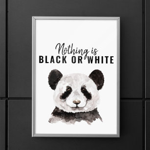 Poster Panda Negra E Branca Moderna Engraçada Com Citação