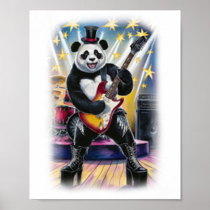 Poster Panda no palco em um Branco
