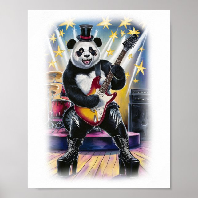 Poster Panda no palco em um Branco (Frente)