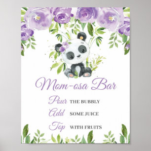 Poster Panda Purple Floral Greenery Bamboo Momosa Bar