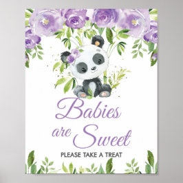 Poster Panda Purple Floral Greenery Bamboo Treat Favor