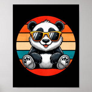 Poster Panda Retroativa Na Festa De Piscina De Churrasco