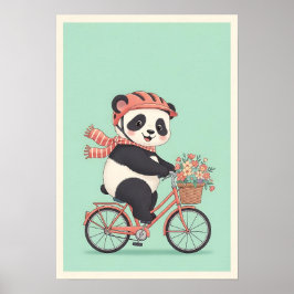 Poster Panda Riding Bicycle NurserArt
