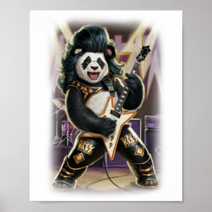 Poster Panda Rocker se diverte tocando Hard Rock em um Br