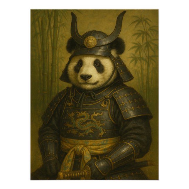 Pôster Panda Samurai Warrior with Ancestral Armor (Frente)