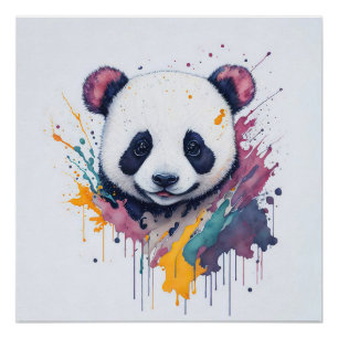 Pôster Panda Splash Art Painting