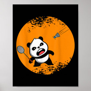 Poster Panda Urso de Badminton Arbusto Espírito Animal Gi