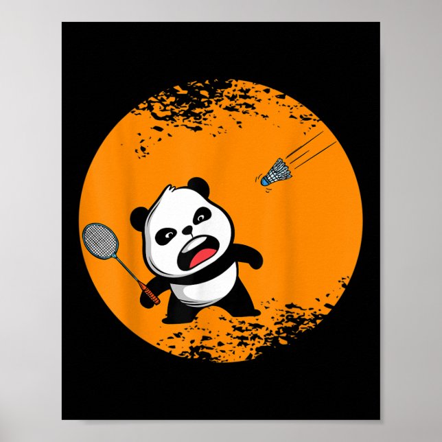 Poster Panda Urso de Badminton Arbusto Espírito Animal Gi (Frente)