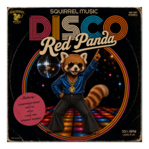Pôster Panda Vermelho Disco