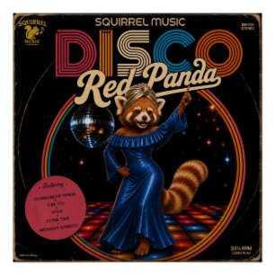 Pôster Panda Vermelho Disco