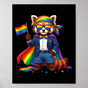 Poster Panda Vermelho Engraçado Arco-íris Lgbt Orgulho Lé