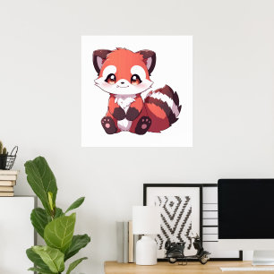 Poster panda vermelho fofo