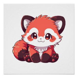 Pôster panda vermelho fofo