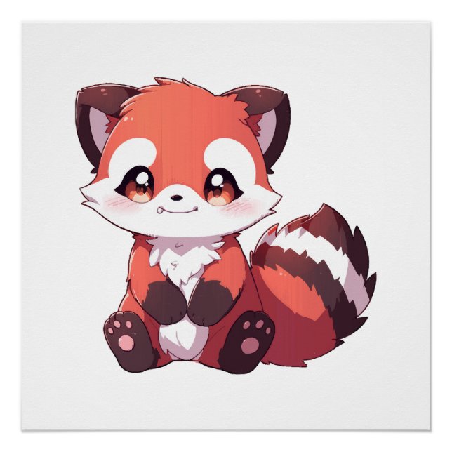Pôster  panda vermelho fofo (Frente)