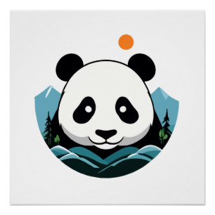 Pôster Panda Vetor Art Animal Modern Urban City Graphic