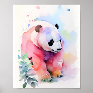 Poster Panda Watercolor Retrato 1