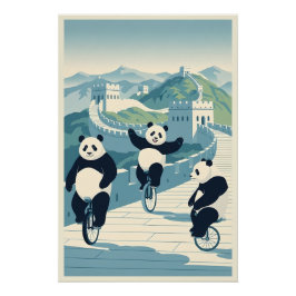 Pôster Pandas engraçados na China