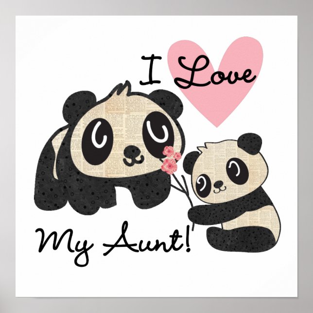 Poster Pandas I Love My tia (Frente)