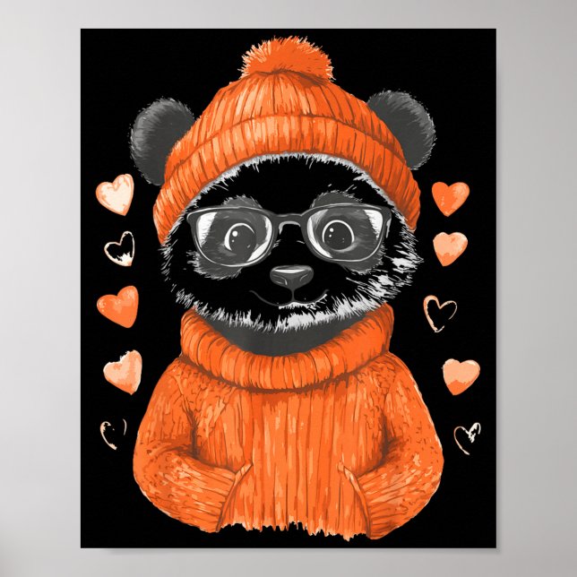 Poster Pandas With Hearts Love Valentine's Day Women Hear (Frente)