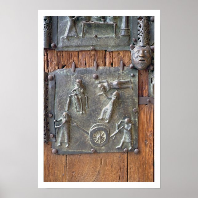 Pôster Panel from the left hand door, 12th century (bronz (Frente)
