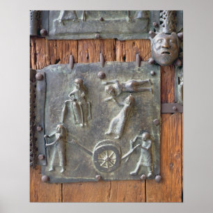 Pôster Panel from the left hand door, 12th century (bronz