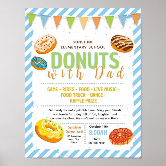 Poster Panfleto de angariação de fundos com donuts editáv (Frente)