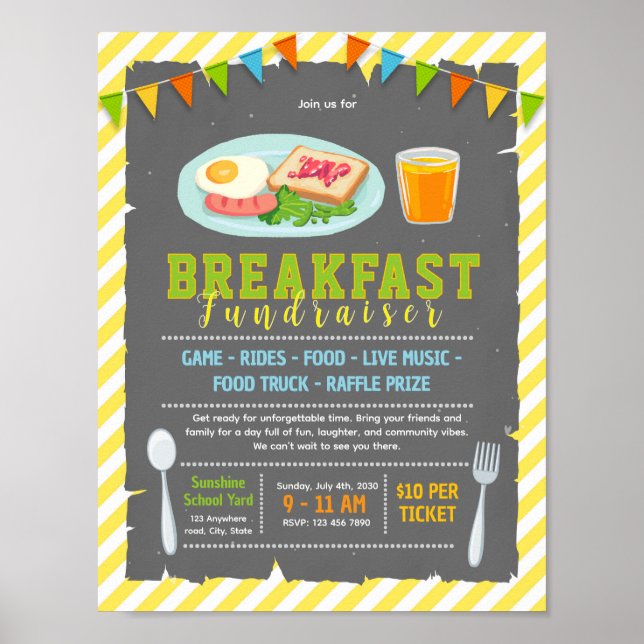Poster Panfleto de angariação de fundos para café da manh (Frente)