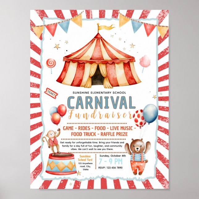 Poster Panfleto de angariação de fundos para circo carnav (Frente)