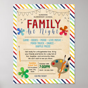 Poster Panfleto de angariação de fundos para noite de art