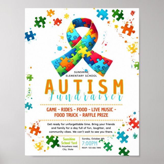 Poster Panfleto de Autismo Editável (Frente)