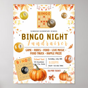 Poster Panfleto de bingo de outono editável para arrecada