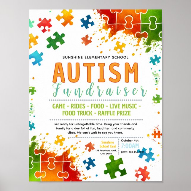 Poster Panfleto de Campanha de Conscientização do Autismo (Frente)