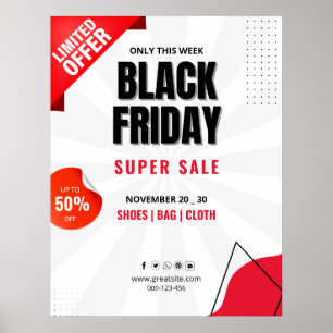 Poster Panfleto de Venda da Black Friday, Cartaz de Venda