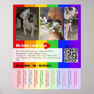 Poster Panfleto de venda de cachorro com código QR