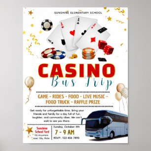 Poster Panfleto de viagem de ônibus para cassino editável