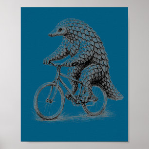 Poster Pangolim andando de bicicleta engraçado ciclismo a