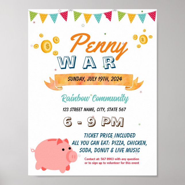 Poster Panny War Flyer Editable Modelo (Frente)