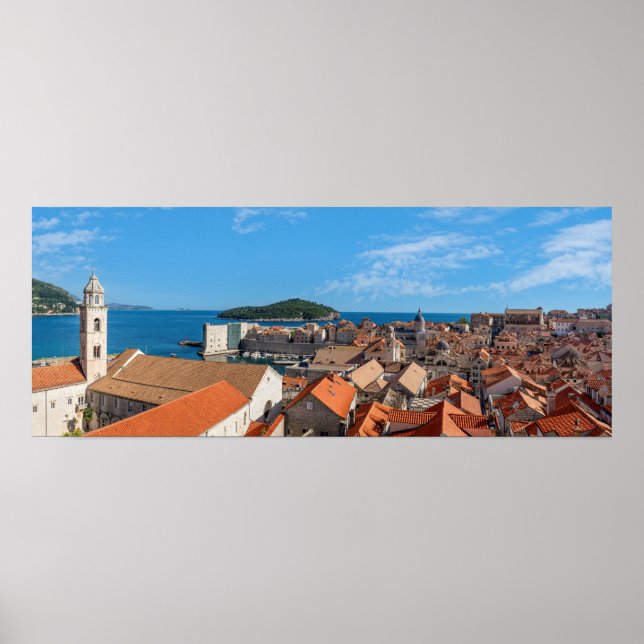 Poster Panorama da cidade de Dubrovnik - Croácia (Frente)