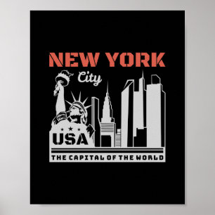 Poster Panorama da Cidade de Nova York EUA Gráfico de Via
