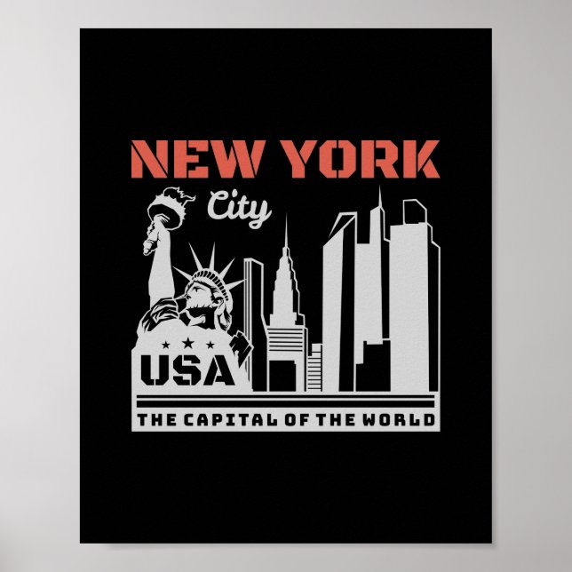 Poster Panorama da Cidade de Nova York EUA Gráfico de Via (Frente)
